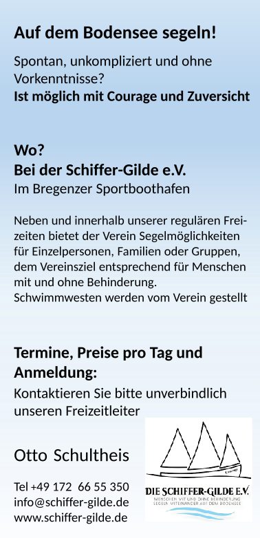 Flyer-Rückseite "Segeln mit der Schiffer-Gilde e.V. Tages-Touren am Bodensee"